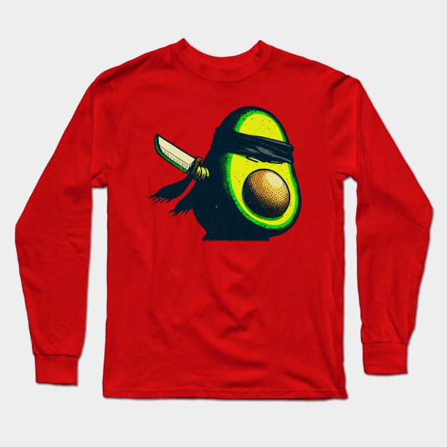 Retro avocado ninja Long Sleeve T-Shirt by TomFrontierArt